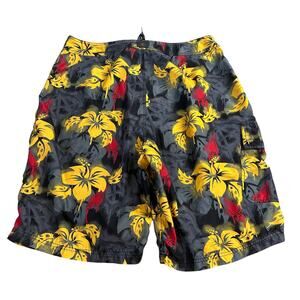 Vtg MCD Board Shorts Men's Size 34 Gray Yellow Hawaiian Surf Beach Swim Trunks